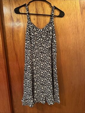 Old Navy Black and Cream Leopard Slip Dress